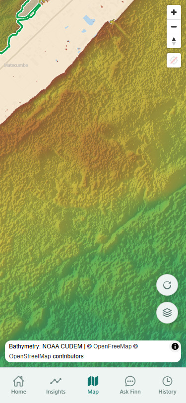 FishPilot NOAA bathymetry depth map