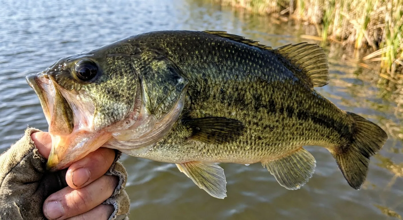 Largemouth bass close-up showing distinctive features and coloration